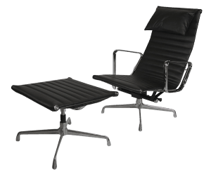 Privé: Eames EA 124 Lounge Chair EA 125 Ottoman Zwart Leer (verwijderen)