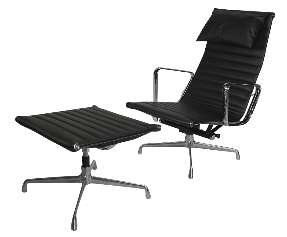 Eames EA 124 Lounge Chairs Met EA 125 Ottoman