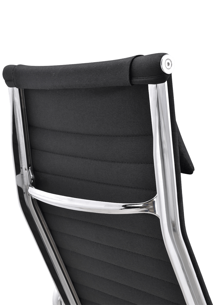 Eames EA 124 Lounge Chair + EA 125 Ottoman Zwart Linnen