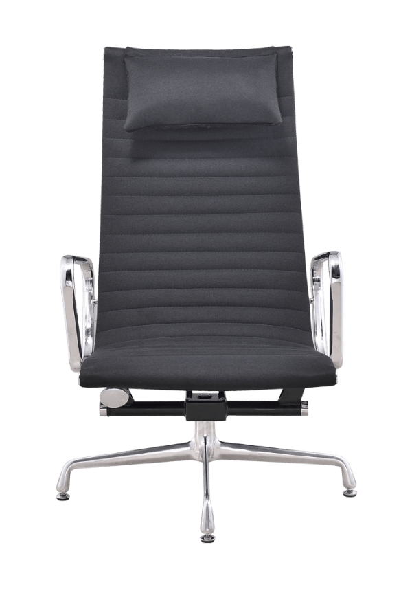 Eames EA 124 Lounge Chair + EA 125 Ottoman Zwart Linnen