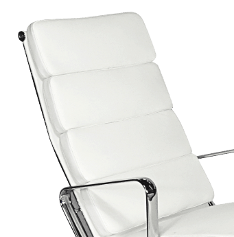 Eames EA 222 Softpad Lounge Chair + EA 223 Ottoman Wit Leer