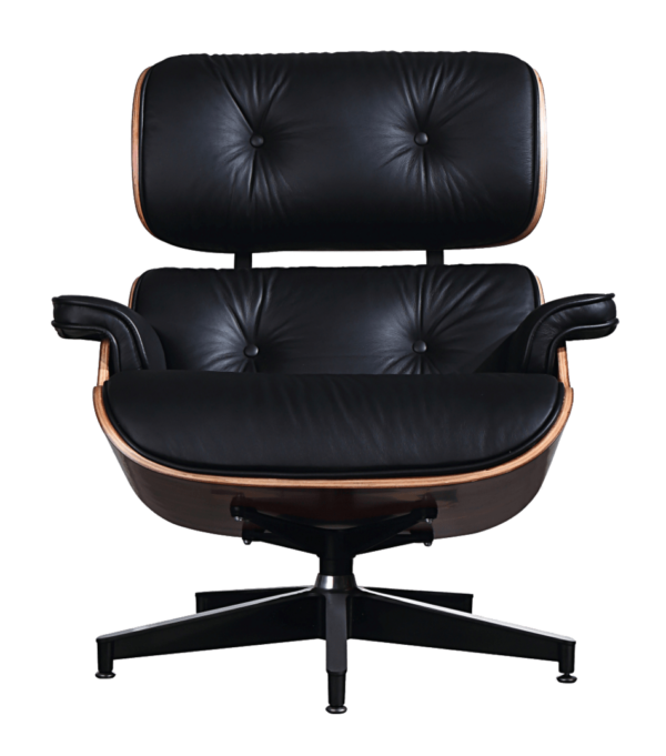 Eames Lounge Chair Zwart Leer, Palissander Schalen