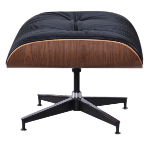 Eames Lounge Chair Ottoman / Hocker Zwart Leer, Walnoot Schaal