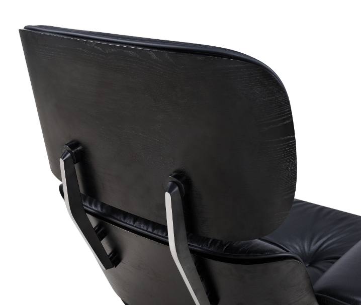 Eames Lounge Chair XL Zwart Leer, Palissander Schalen