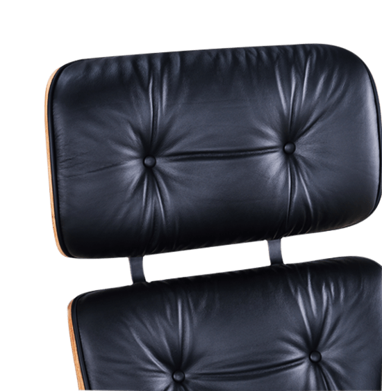 Eames Lounge Chair XL Zwart Leer, Walnoot Schalen