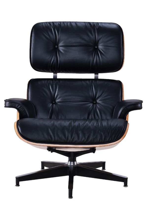 Eames Lounge Chair XL Zwart Leer, Walnoot Schalen