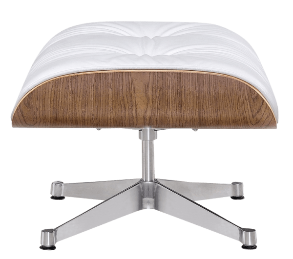 Eames Lounge Chair Ottoman / Hocker Wit Leer, Walnoot Schaal