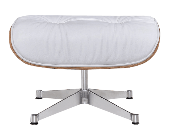 Eames Lounge Chair Ottoman / Hocker Wit Leer, Walnoot Schaal