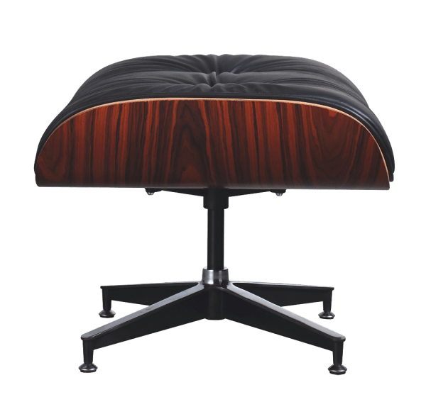 Eames Lounge Chair Ottoman / Hocker Zwart Leer, Palissander Schaal