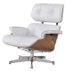 Eames Lounge Chair Wit Leer, Walnoot Schalen