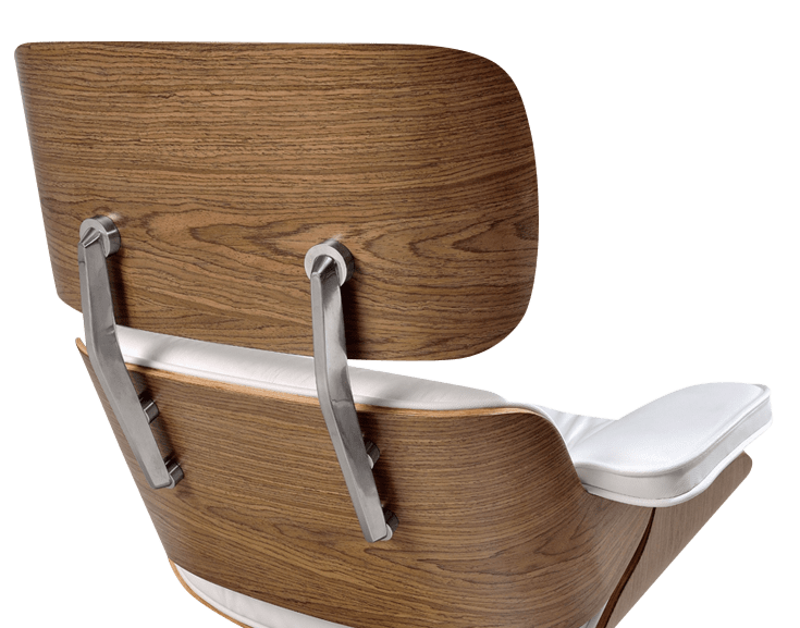 Eames Lounge Chair XL Wit Leer, Walnoot Schalen