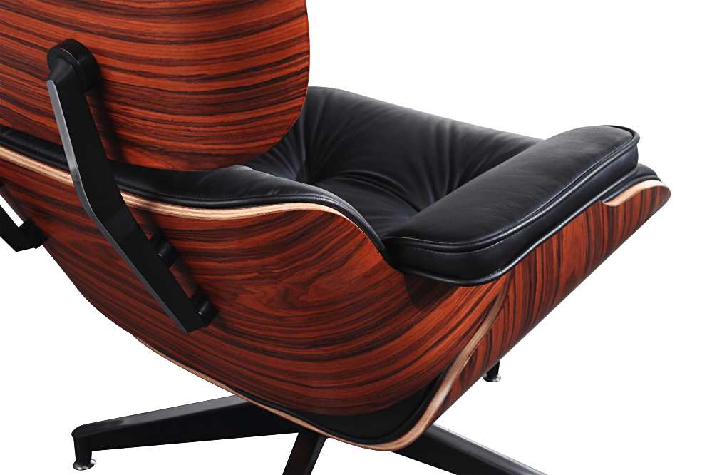 Eames Lounge Chair Zwart Leer, Walnoot Schalen