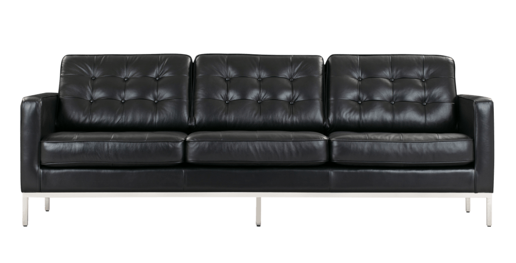 Three Seat Sofa Black Leather