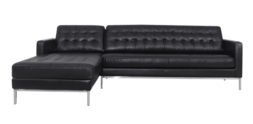 Corner Sofa Black Leather (Corner Right)