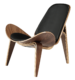 Shelldon Chair Walnoot – Zwart Leer