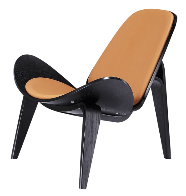Shelldon Chair Zwart Essen - Caramel Leer