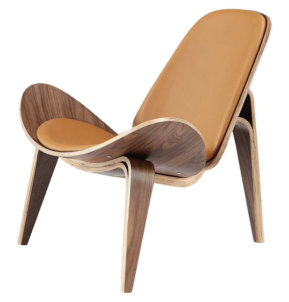 Wegner Shell Chair Walnoot – Caramel Leer