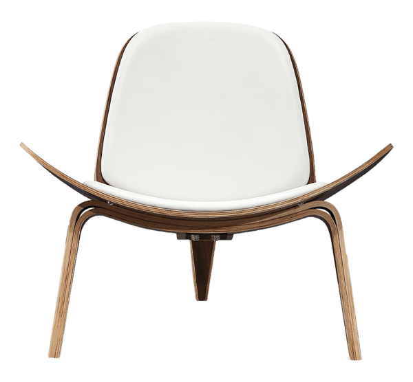 Wegner Shell Chair Walnoot – Wit Leer