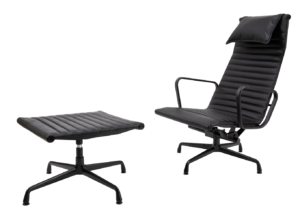 Eames EA 124 Lounge Chair + EA 125 Ottoman Full Black Edition