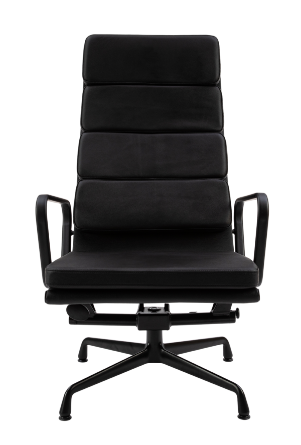 Eames EA 222 Softpad Lounge Chair + EA 223 Ottoman Full Black Edition