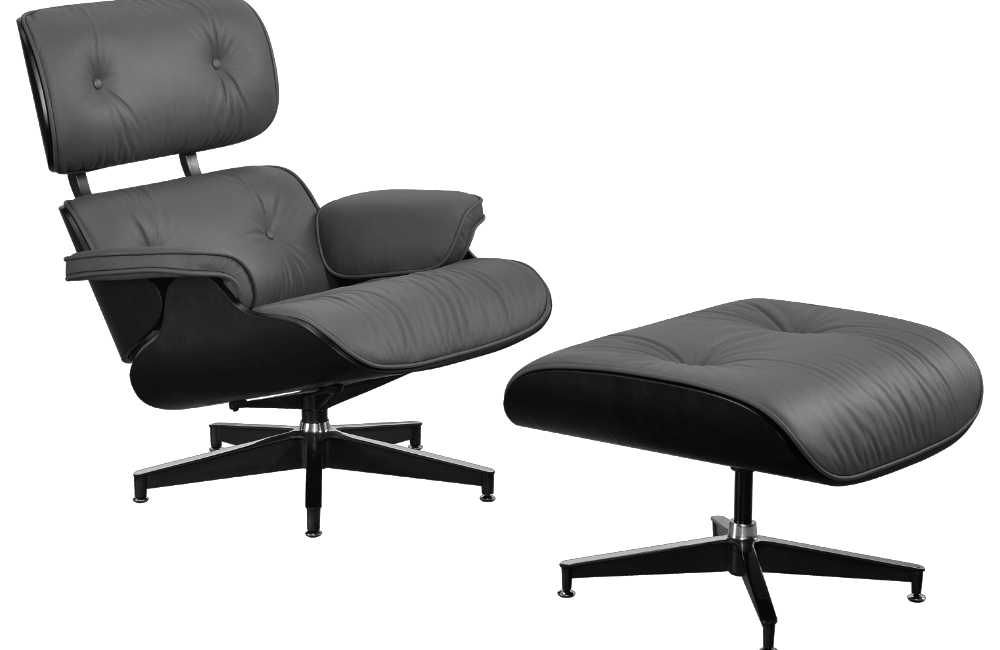 Eames Lounge Chair met Ottoman grijs