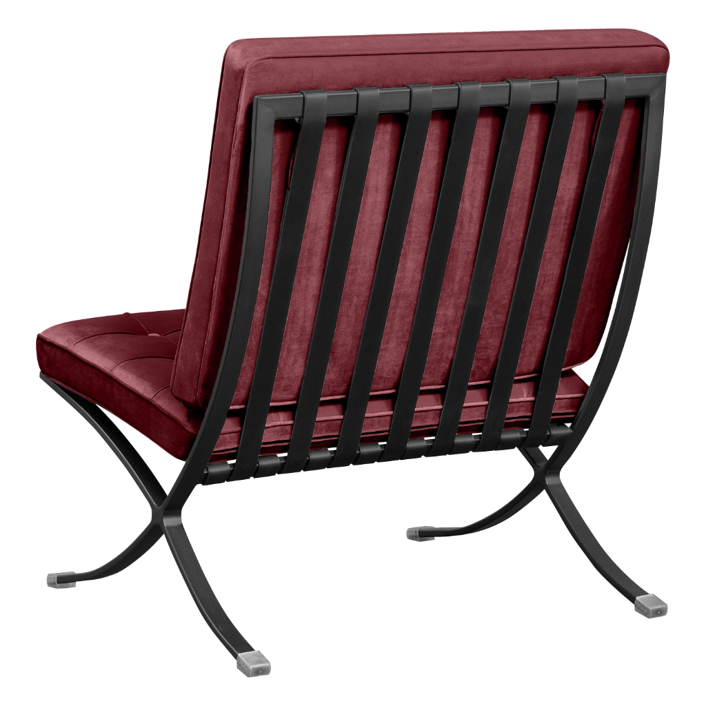 Barcelona Chair XL Rood Velvet | Zwart Frame