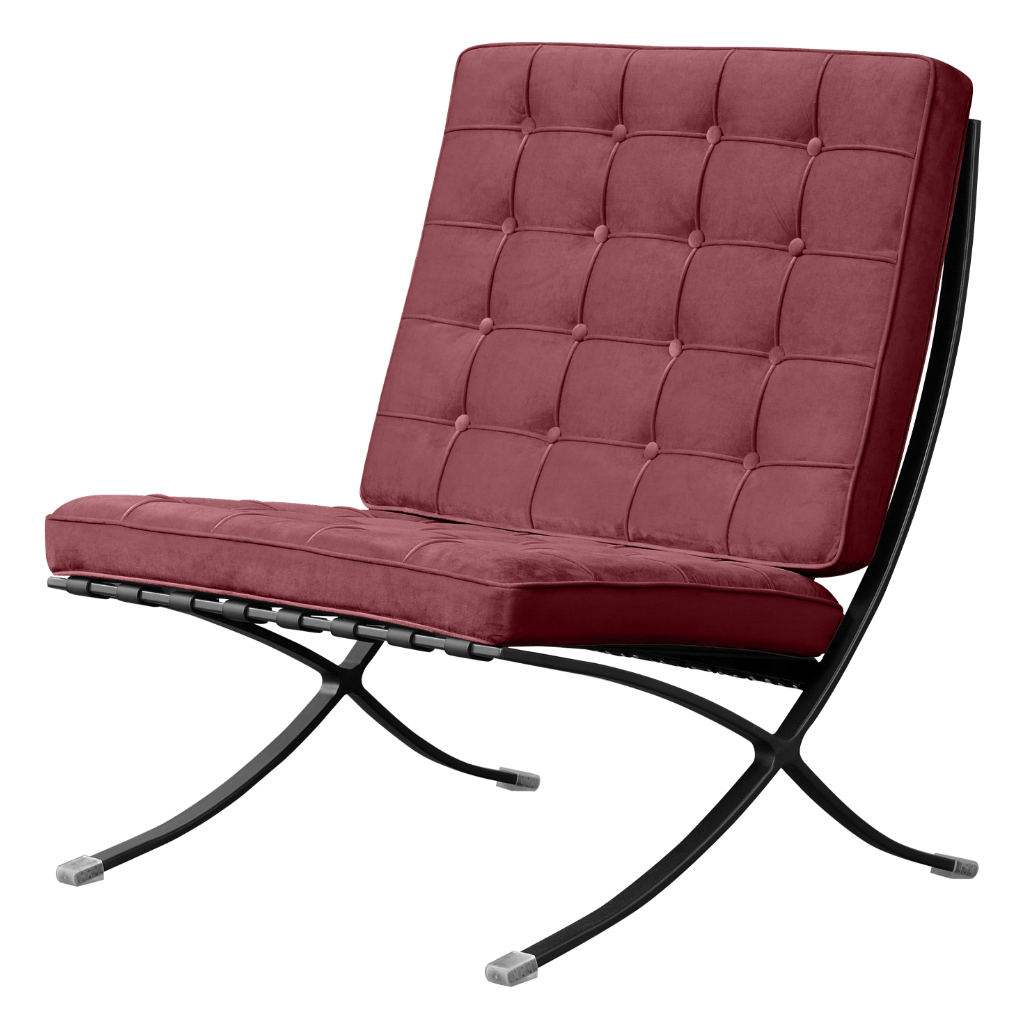 Barcelona Chair XL Bordeaux Red Velvet | Black Frame