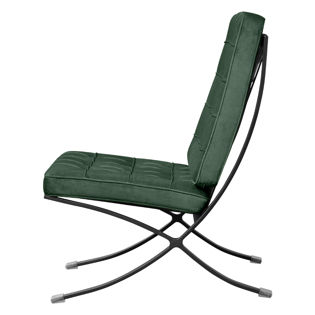 Paviljoen Chair XL Groen Velvet | Zwart Frame