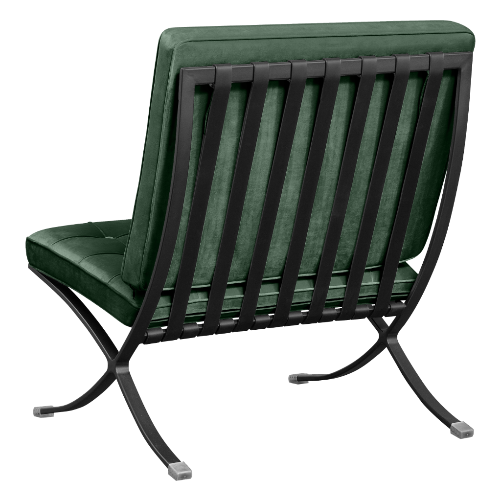 Paviljoen Chair XL Groen Velvet | Zwart Frame