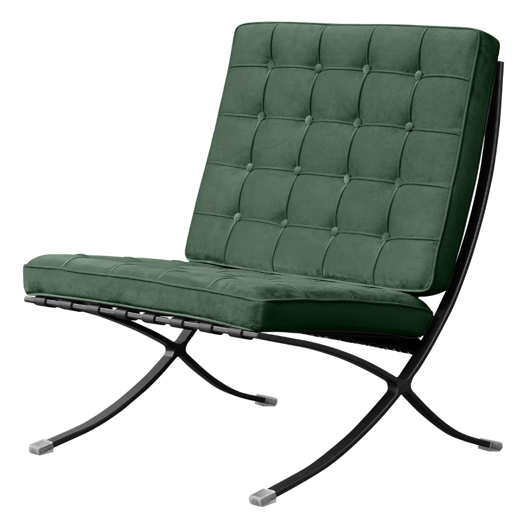 Barcelona Chair XL Forest Green Velvet | Black Frame