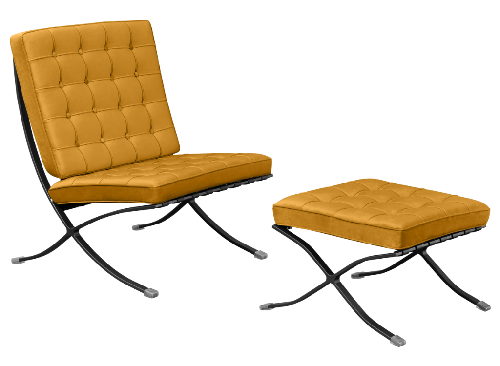 Paviljoen Chair XL Oker Velvet | Zwart Frame