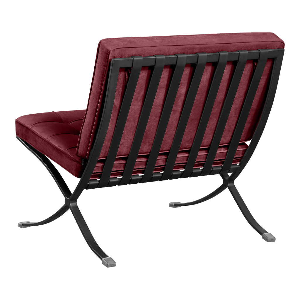 Barcelona Chair Bordeaux Red Velvet | Black Frame