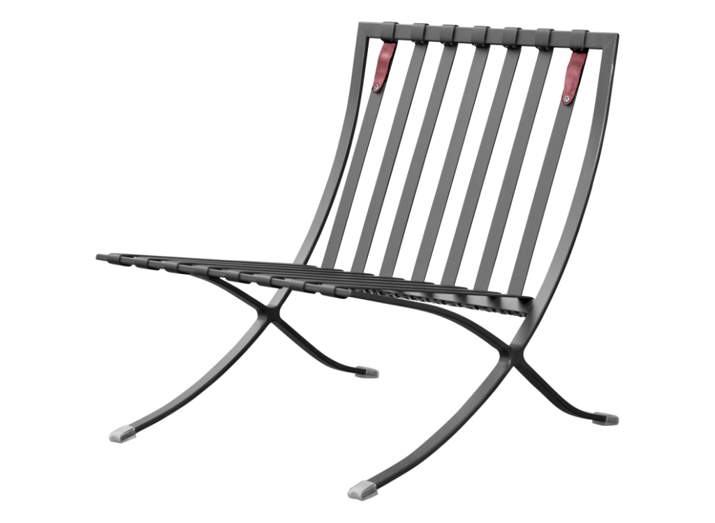 Barcelona Chair Rood Velvet | Zwart Frame