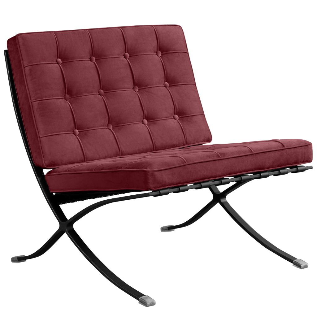 Paviljoen Chair Rood Velvet | Zwart Frame