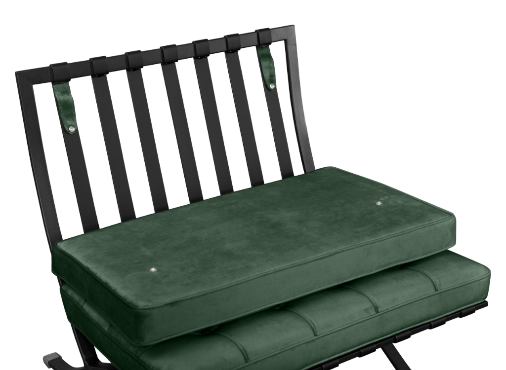 Paviljoen Chair Groen Velvet | Zwart Frame