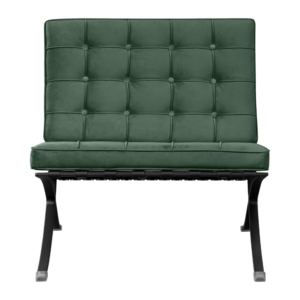 Paviljoen Chair Groen Velvet | Zwart Frame