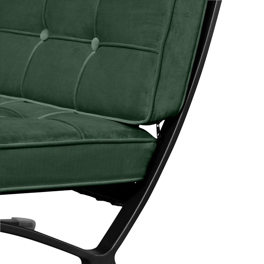 Barcelona Chair Forest Green Velvet | Black Frame