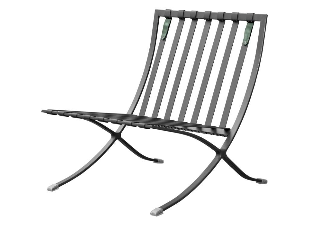 Barcelona Chair Groen Velvet | Zwart Frame