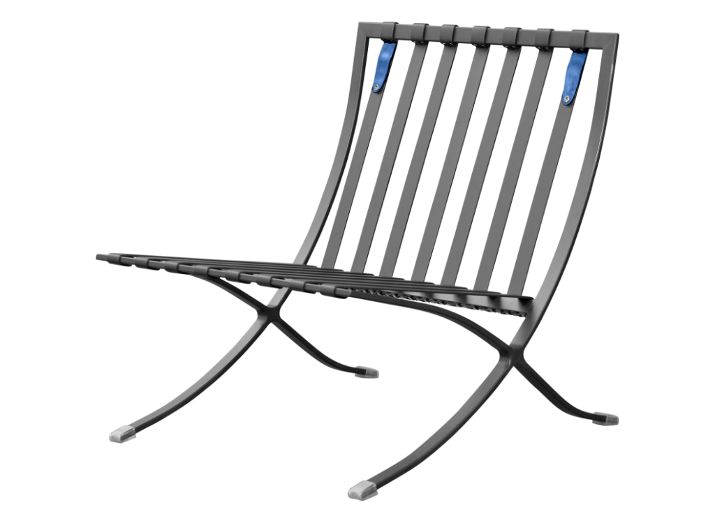 Barcelona Chair Blauw Velvet | Zwart Frame
