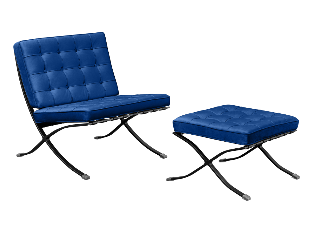 Barcelona Chair Blauw Velvet