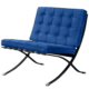 Paviljoen Chair Blauw Velvet | Zwart Frame