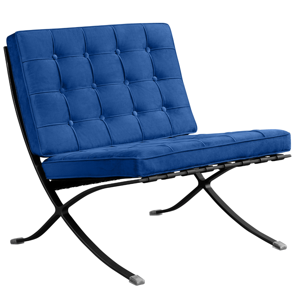 Barcelona Chair Kings Blue Velvet | Black Frame