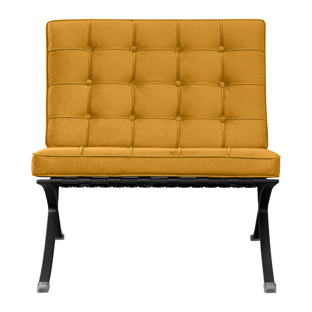 Paviljoen Chair Okergold Velvet | Black Frame