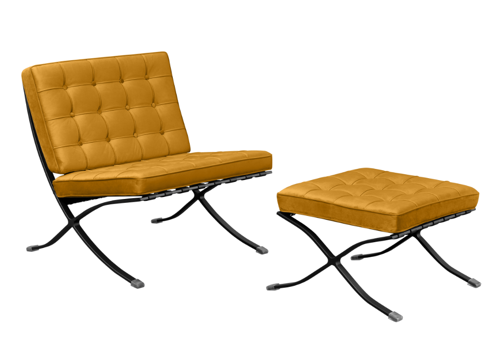 Paviljoen Chair Oker Velvet | Zwart Frame