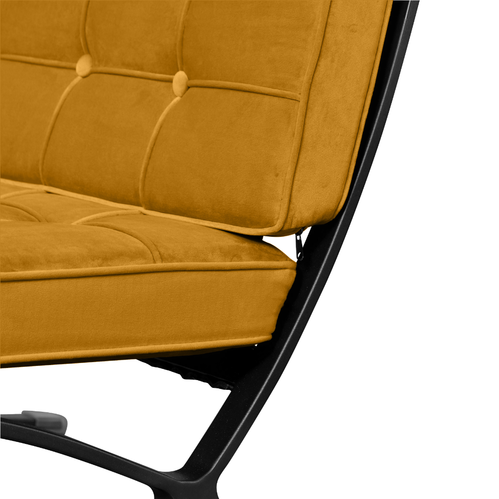 Barcelona Chair Oker Velvet | Zwart Frame