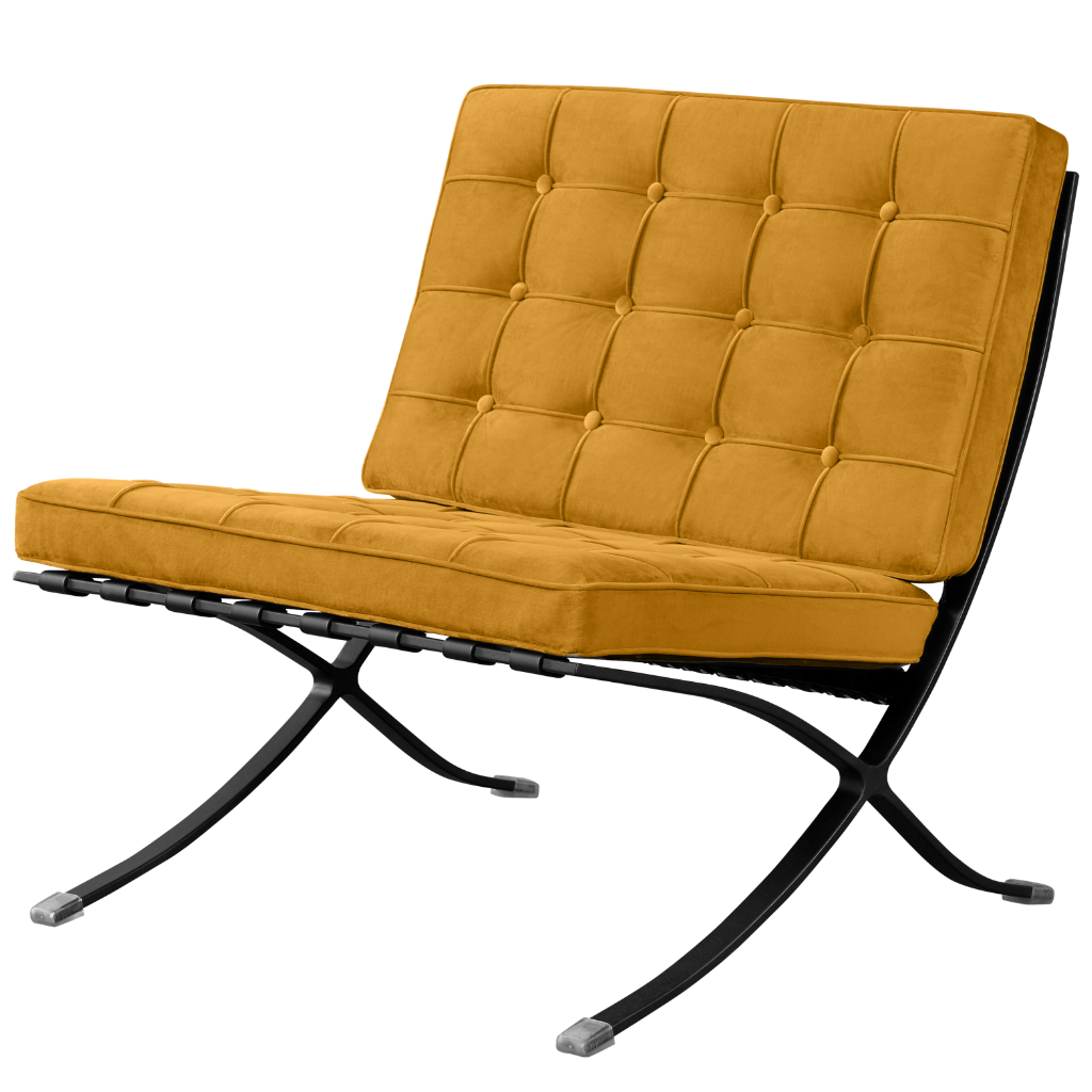 Paviljoen Chair Oker Velvet | Zwart Frame