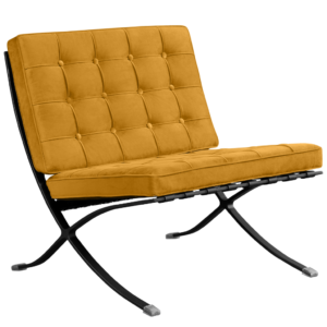Barcelona Chair Okergold Velvet | Black Frame