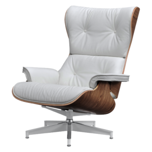 Cavel Lounge Chair XL Wit Leer | Walnoot Schalen