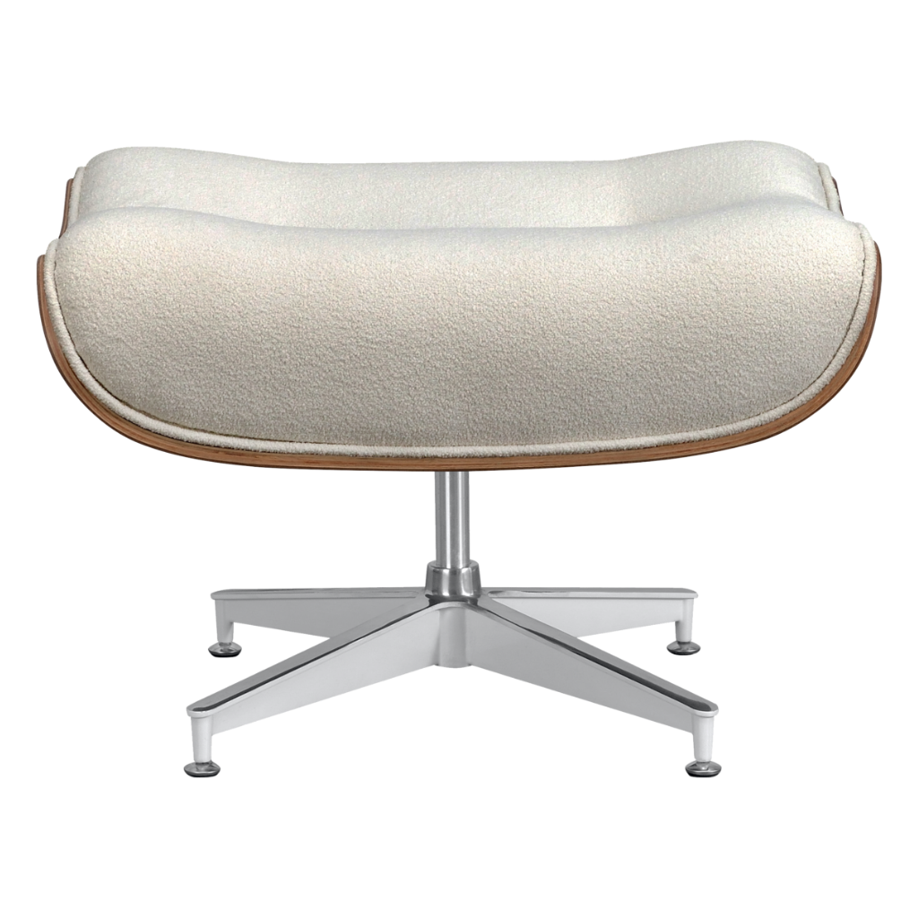 Cavel Lounge Chair Ottoman / Hocker Wit Bouclé | Essen Schaal