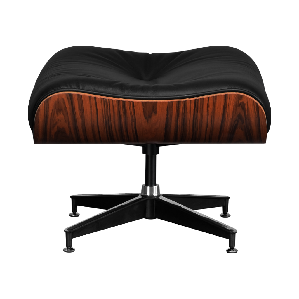 Cavel Lounge Chair Ottoman / Hocker Zwart Leer | Palissander Schaal